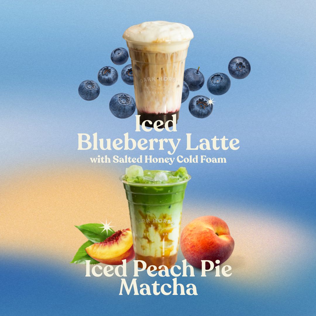 New Summer Drinks: Iced Blueberry Latte and Iced Peach Pie Matcha